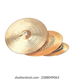 three drum cymbals musical instrument isolated