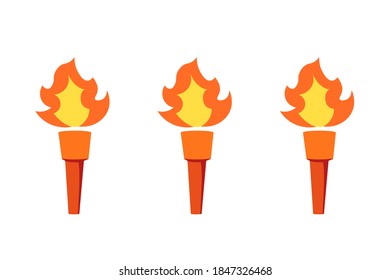 Three Dungeon Torch Icon. Clipart Image Isolated On White Background.