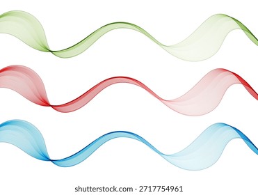 Three dynamic abstract color lines symbolizing information flow or technological data stream. Eps 10