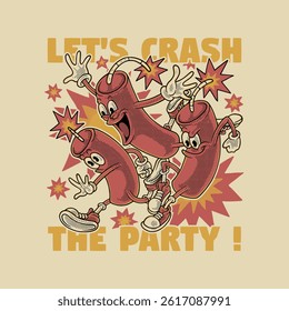 three dynamite mascot in retro style