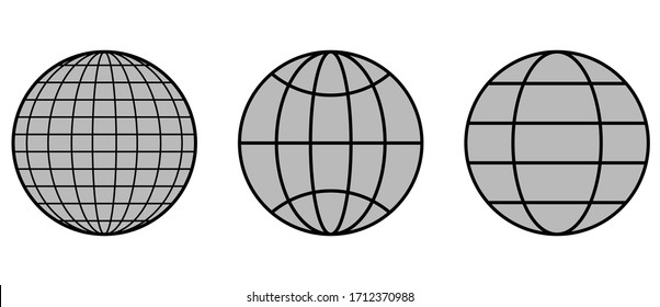 Three earth globe line icon.