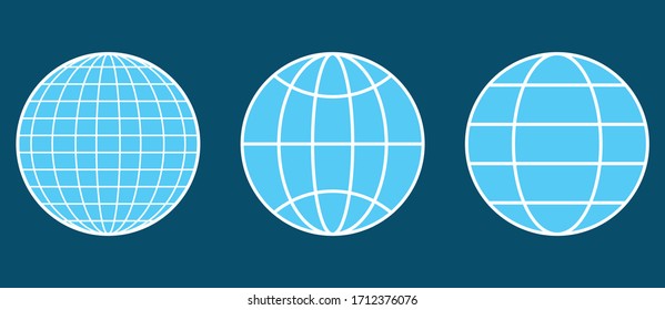 Three earth globe line icon.