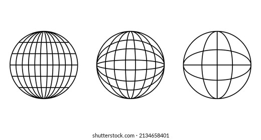 Three earth globe line icon vector illustration