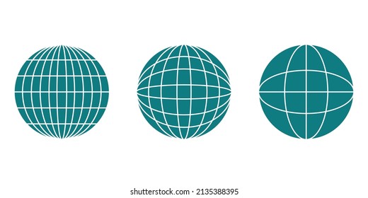 Three earth globe line icon vector illustration