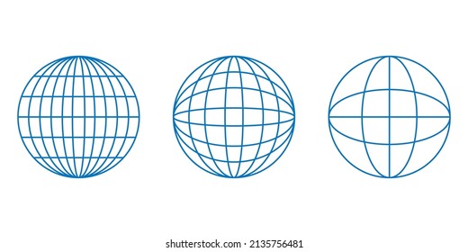 Three earth globe line icon vector illustration
