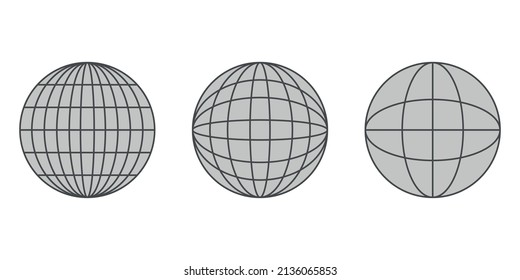 Three earth globe line icon vector illustration