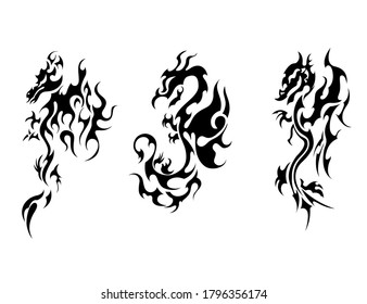 three east dragons tattoo stickers prints