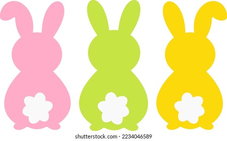 Three Easter bunnies vector illustration isolated on white background. Easter bunny Svg cut file perfect for kids shirts, apparel, cards and so on