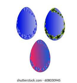 Three easter eggs blue