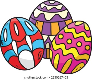 Three Easter Eggs Cartoon Colored Clipart