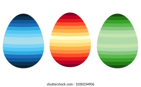 Three Easter eggs in dark   light colors