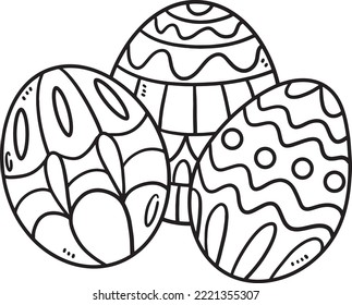 Three Easter Eggs Isolated Coloring Page for Kids