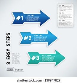Three easy steps with colorful arrows