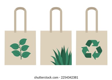 Three Eco Friendly Shopping Tote Bags Vectorart