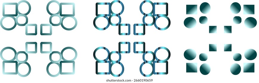 three edge border ,frame vector set ,blue gradients color 