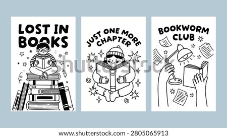 Three educational reading doodle art posters
