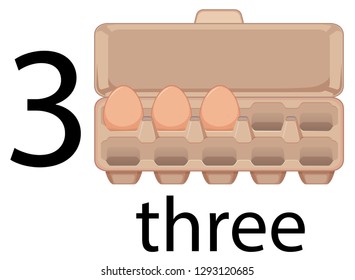 Tres huevos en la ilustración de cartón