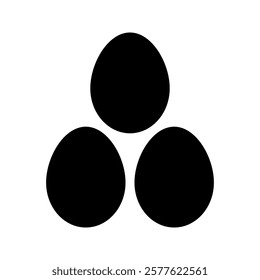 Three eggs placed on a plain background, symbolizing simplicity and natural food sources. Suitable for culinary or nutrition concepts.