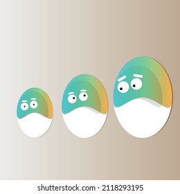Three eggs that show emotions