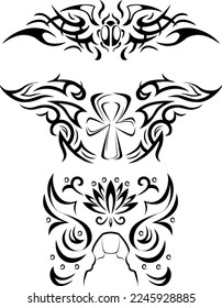 three egypt sphynx ankh scarabeus tattoo vector design art