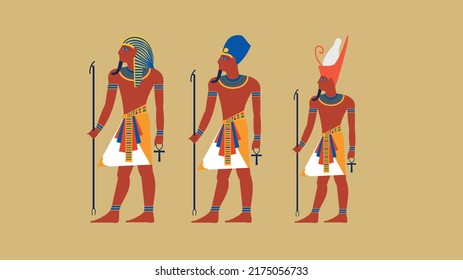 Three Egyptians Wearing Egyptian Jewelry
