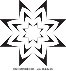 Three eight-pointed black concentric stars vector logo
