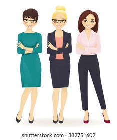 Three elegant business women in different poses