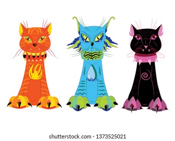Three elemental cats