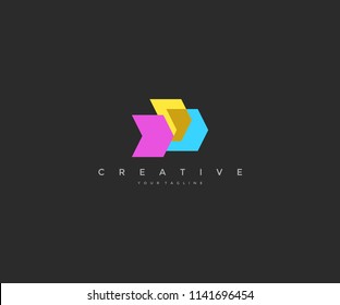 Three elements abstract arrow shape logo