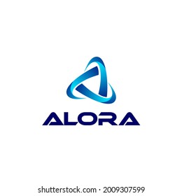 Three elements triangle logo. Abstract symbol business logotype futuristic
