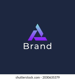Three elements triangle logo. Abstract symbol business  logotype.