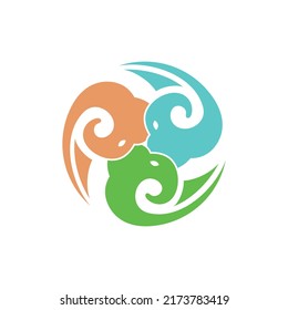 Three Elephant Colorful Logo Design svg