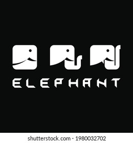 Three Elephant Heads Logo. Elephant Logo. Animal Logo. Head logo. Black and White. For Logo,Icon,Symbol and sign svg