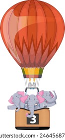 Three elephants enjoying a balloon ride together