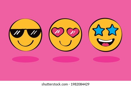 tres expresiones emojis caras iconos