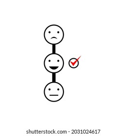 three emoticons and a check mark next to them