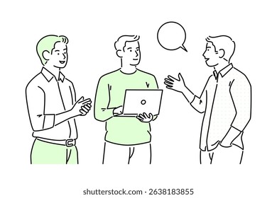 three employees are talking about their work and exchange ideas