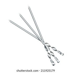 Three empty metal skewers, eps10 illustration make transparent objects and opacity masks