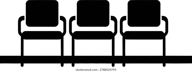 Three empty modern chairs in a row