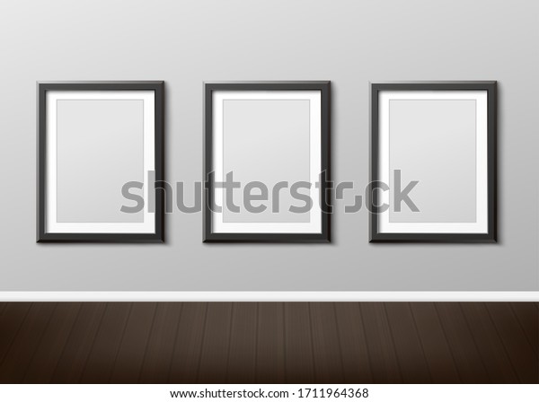 Three Empty Photo Frames Hanging On Stock Vector (Royalty Free ...