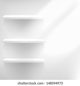 Three Empty Shelf For Exhibit. EPS 10