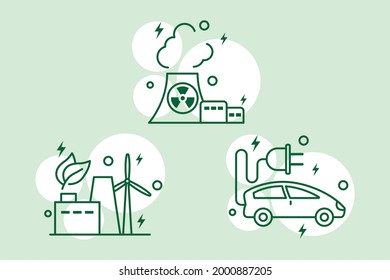 three energy alternatives set icons