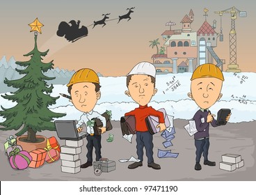 Three engineers are planning the construction of the castle