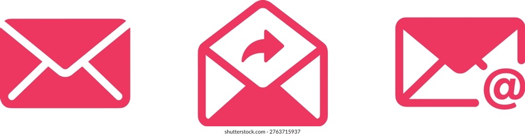 Three envelope icons show an unopened message, a sent message, and an email alert