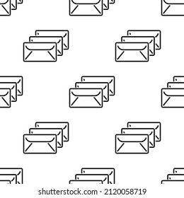 Three envelopes seamless pattern isolated on white background.