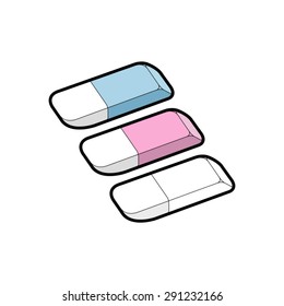 three erasers