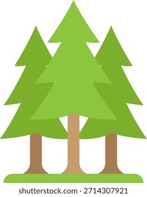 Ilustração do ícone de três árvores verdes
