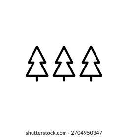 Three Evergreen Trees Outline Simple Black and White Design
