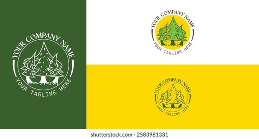 three evergreen trees symbol for environmental