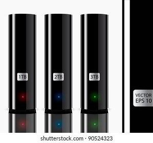 three external hdd. vector illustation
